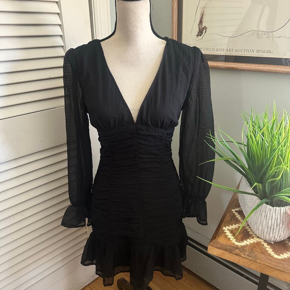 Storia Dress Womens Small Black Chiffon Babydoll Mini Dark Fairy Coquette